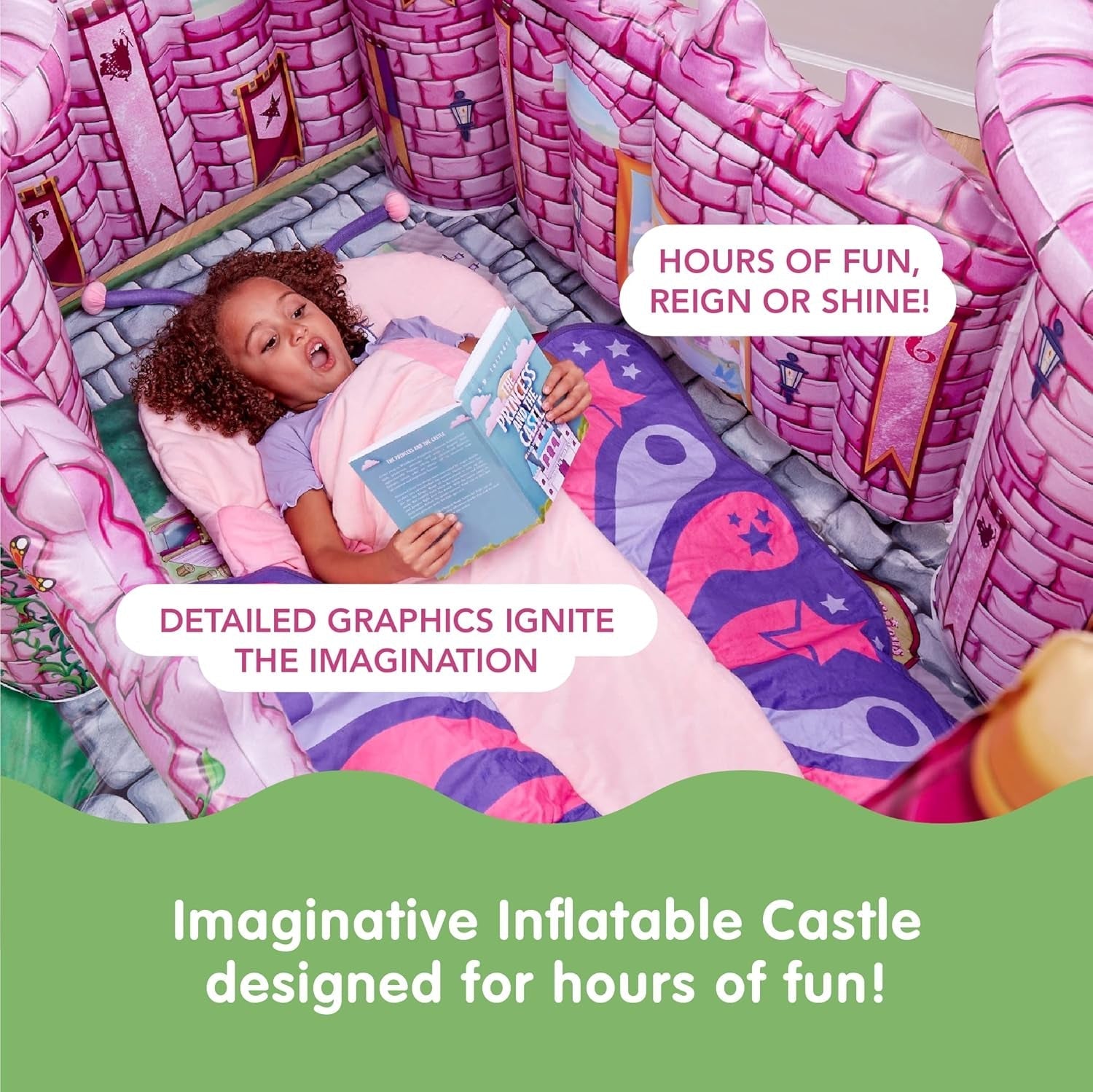 Pink Inflatable Princess Castle Playhouse for Toddlers
